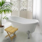 Bamboo Wooden Folding Step Stool Bench Seat - Shower   Bathroom Foot Rest Chair