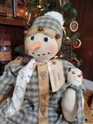 Primitive Christmas Snowman  Doll  Farmhouse Snowman  Winter Snowman  Doll  