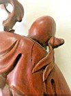 Carved Oriental Asian Man Sculpture Carving Antique Vintage Old C 1900 W  Patina