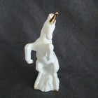 Vintage White Unicorn Figurine 1980s 6 5  Porcelain Ceramic White Rearing Up