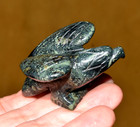 Green Serpentine Perched Eagle W Upheld Wings Carved Polished Stone Animal Totem