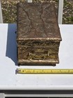 Antique Vintage Copper Jewelry Box Brass Embossed Repouss   Velvet Lined Trinket