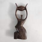 Vintage African Hand Carved Wooden Art Figure Holding Jug Made Ghana Africa 8 