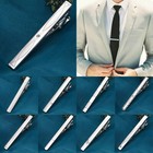 Mens Tie Clip Silver Bar Metal Pin Stylish Chrome Clasp Fashion Gift Necktie