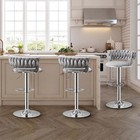 Set Of 3 Bar Stools Swivel Adjustable Bar Velvet Chairs Modern Counter Height