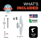 Toggler Toggle Ta Hollow Door Anchors  Polypropylene 5 Pack W  Screws  Silver