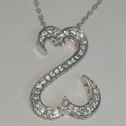 Round Diamond Open Heart Pendant Necklace 18  Free Chain 14k White Gold Plated