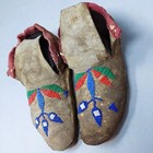Santee Sioux Blue  Green  Red Childs Moccasins Ca  1880 Sinew   Thread Sewn