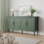 4 Doors Adjustable Shelves Sideboard Buffet Cabinet With Storage  Green