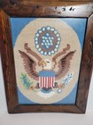 Handmade Vintage Needlepoint Eagle Framed Under Glass