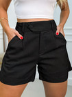 Women Solid Color Casual Shorts High Waist Commuter Shorts Summer Fashion