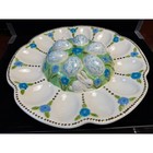 Vintage 1972 Kim Haynes Hand Painted Ceramic Easter Bunny Deviled Egg Platter