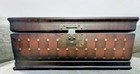 Vintage Wooden Keepsake Box Checkerboard Veneer Brass Latch Decorative Storage