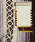 Native American Maroon   Yellow Beaded White Leather Pouch- New