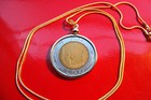 Italian 500 Lire Classic Coin Pendant On A 24  18k Gold Filled Snake Chain