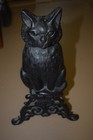 Vintage Style  Cast Iron Black Cat Fireplace Andirons Pair Glass Eyes