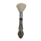Vintage Ornate Silver Tone Makeup Brush Set 3pc Mirror Travel Case Victorian