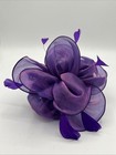 Fascinator Hat For Women  Mesh Purple Flower Feather Headband Clip Bow Derby Hat