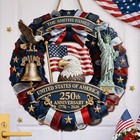 Personalized 1776   2026 Usa 250th Anniversary Wood Wreath  Patriotic Door Sign  C