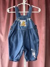 Y2k Winnie The Pooh Denim Overalls Disney Store Embroidered Vtg Size 6-9 Months