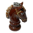 Vintage Redware Pottery Horse Bust Table Lighter Japan 6   t X 4   l X 2-1 2   w Euc