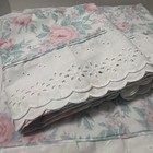Vintage Dan River 4 Pc Sheet Set Double Eyelet Edge Roses Shabby Chic