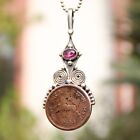 Vintage Copper Coin 1 Pice India 1953 Horse Ancient Coin Pendant In 925 Silver