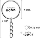 50 Pc Bulk Keychains Set  Split Keychains Rings With Chain 1 Inch  Key Rings New