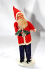 Vintage Clay Face Santa Claus Figurine Feather Tree 7  Christmas Belsnickel