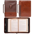 Christian Art Gifts Men s Classic Bible Cover Cross John 3 16  Brown Faux Leathe