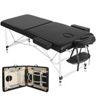 2 Fold Aluminum Massage Table Easy Carrying Lightweight Tattoo Table Black used