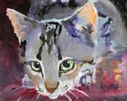 Tabby Cat Art Print From Painting   Cat Gifts   Poster Picture  Mom  Dad 8x10