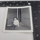 Photo Girl Seated On Coach With Newspaper C1950s Vintage