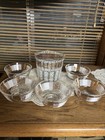 Vintage Mcm Hollywood Regency Culver Glass Ice Bucket 5 Snack Condiment Bowls