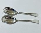 Pair Large Antique Solid Sterling Silver Salad Servers Serving Spoon Fork 1909