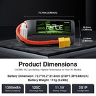 2x Ovonic Force 1300mah 120c 11 1v 3s Lipo Battery Xt60 Plug For 5  Fpv Drone Us