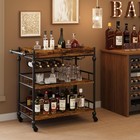 3 Tier Bar Cart Drinks Trolley Wheels Wine Rack Glass Holder Removable Serving