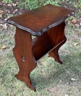 Antique Solid Wood End Table W  Magazine Book Rack Trough Mahogany 