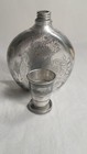 Early 1900s Art Deco Flask By Meriden  collapsible Shot Glass Screw Cap   Etched