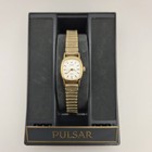 Nos Vintage Ladies Pulsar By Seiko V401 5010 Gold Tone Quartz Watch New Battery