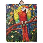 Vibrant Parrot Blanket  Cozy Colorful Macaw On Branch Throw 50   60  Parrot83