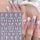 2 Sheets Glitter Butterfly Nail Stickers  Aurora Pink Nail Stickers 03