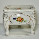 Vintage Japan Porcelain Trinket Box Floral Gold Gilt Footed Vanity