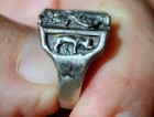 1950 s Sterling Silver American Frontier Davey Crockett   Bear   Tree Ring Sz 5