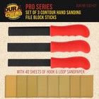 3 Dura-gold Contour Radius Hand Sanding File Block Sticks  40 Hook   L Sandpaper