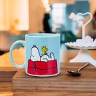 Silver Buffalo Peanuts Snoopy Woodstock Ceramic Coffee Mug 20oz Blue Dots