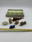 Lot Of 5 Vintage Asian Carvings     Wood   Stone Animals  Frog  Buddha  Duck   
