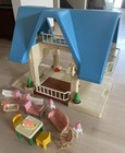 Vintage Little Tikes Blue Roof Dollhouse Mcm With Accessories 1989