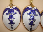 Vintage Birmingham Sterling Silver Gilt Set Of Spoons With Russian Style Enamel