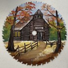 Vtg Set 2 Hand Painted Saw Blades Folk Art Rustic Barn Country Wilderness Church